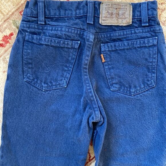Vintage 505 Boys Orange Tab Levi’s Classic Fit Dark Wash Boys 12 Reg 70’s USA - Picture 3 of 12
